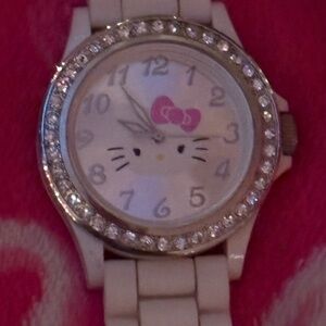 Hello Kitty Y2K White Watch with Rhinestones